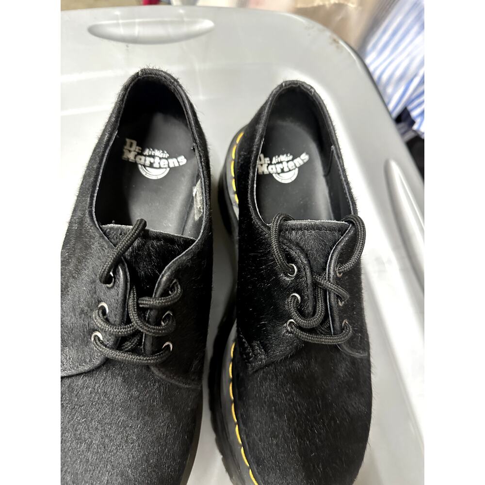 Dr. Martens 1461 Quad Black Hair-On Platform Oxford Shoes Women’s 9 Men’s 8 - Picture 3 of 4